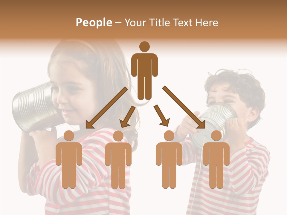 Boy And Girl Talking On A Tin Phone Isolated On White PowerPoint Template