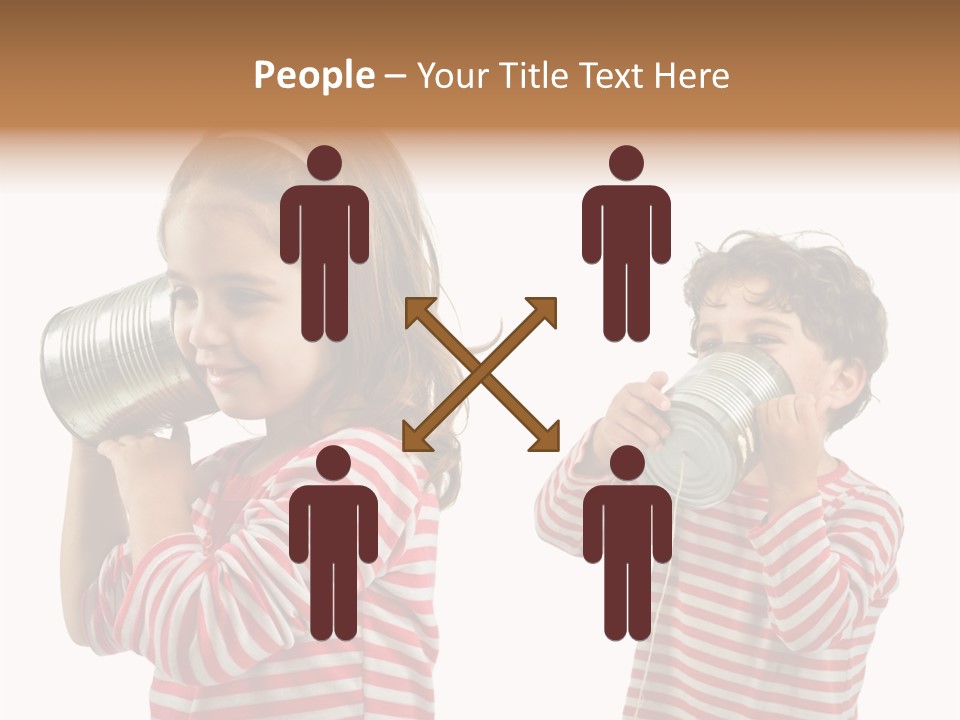 Boy And Girl Talking On A Tin Phone Isolated On White PowerPoint Template