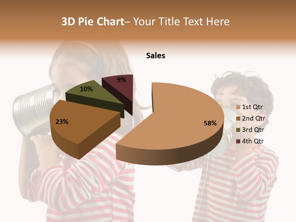 Boy And Girl Talking On A Tin Phone Isolated On White PowerPoint Template