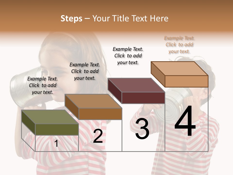 Boy And Girl Talking On A Tin Phone Isolated On White PowerPoint Template