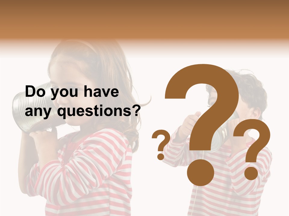 Boy And Girl Talking On A Tin Phone Isolated On White PowerPoint Template