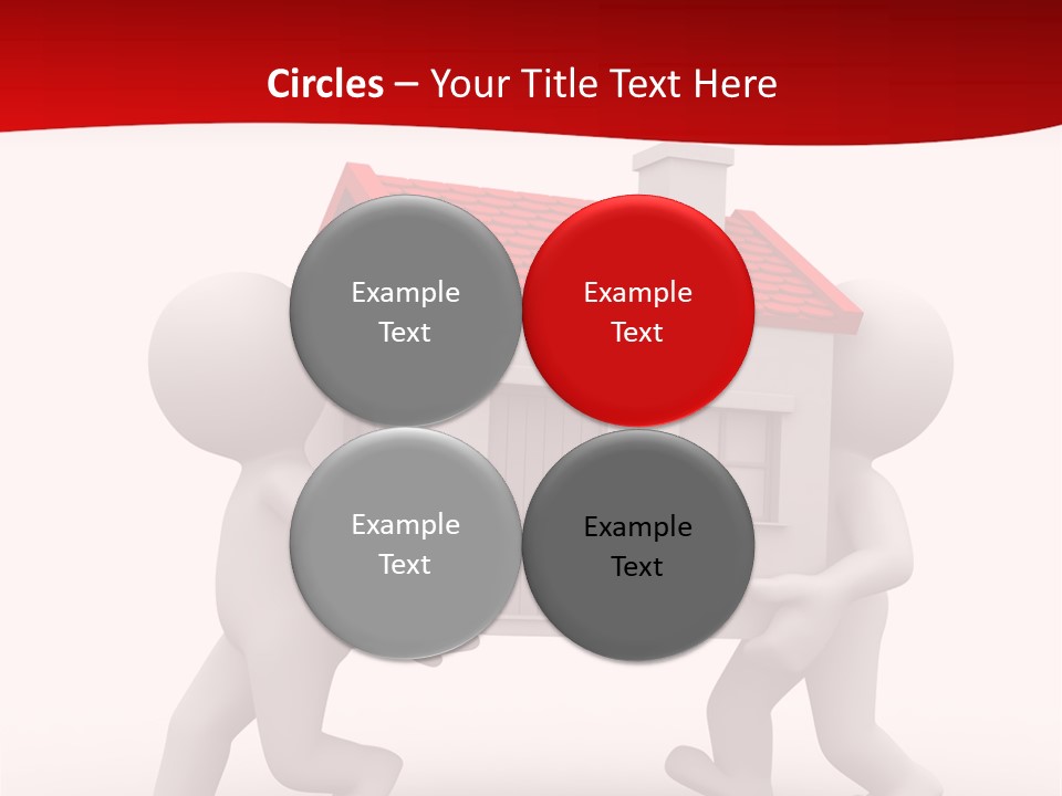 Two 3D Humans Carry A Home In Their Hands PowerPoint Template