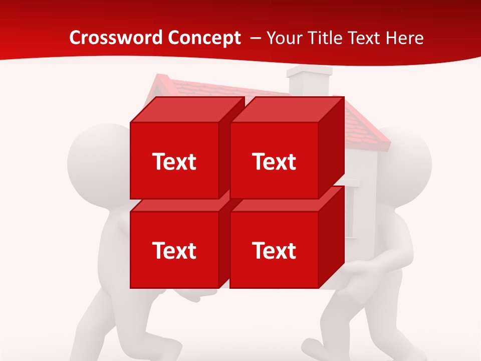 Two 3D Humans Carry A Home In Their Hands PowerPoint Template