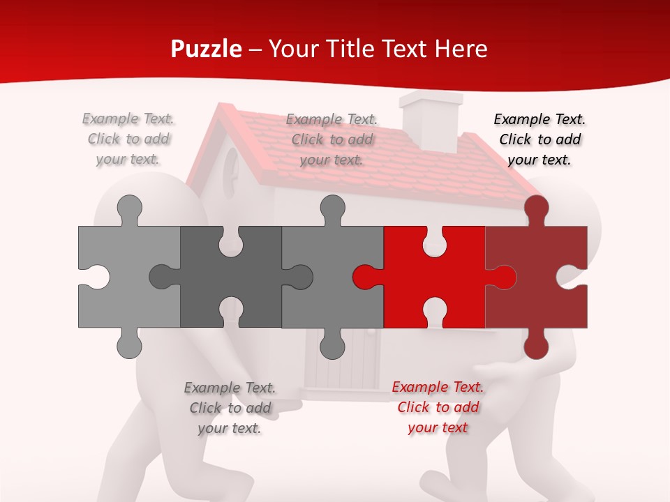 Two 3D Humans Carry A Home In Their Hands PowerPoint Template