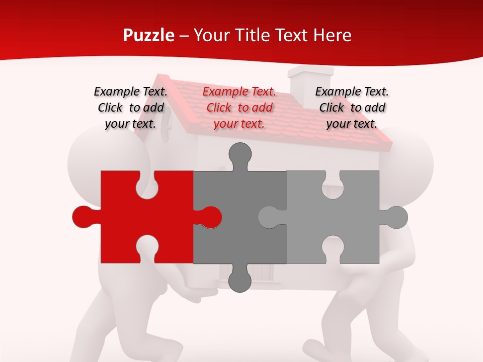 Two 3D Humans Carry A Home In Their Hands PowerPoint Template