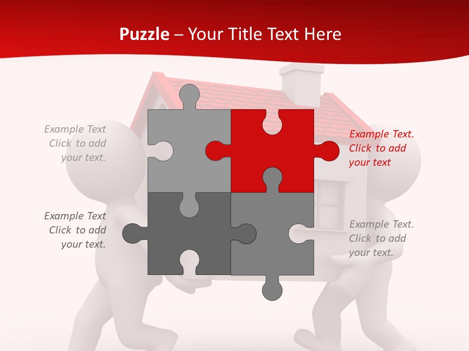 Two 3D Humans Carry A Home In Their Hands PowerPoint Template