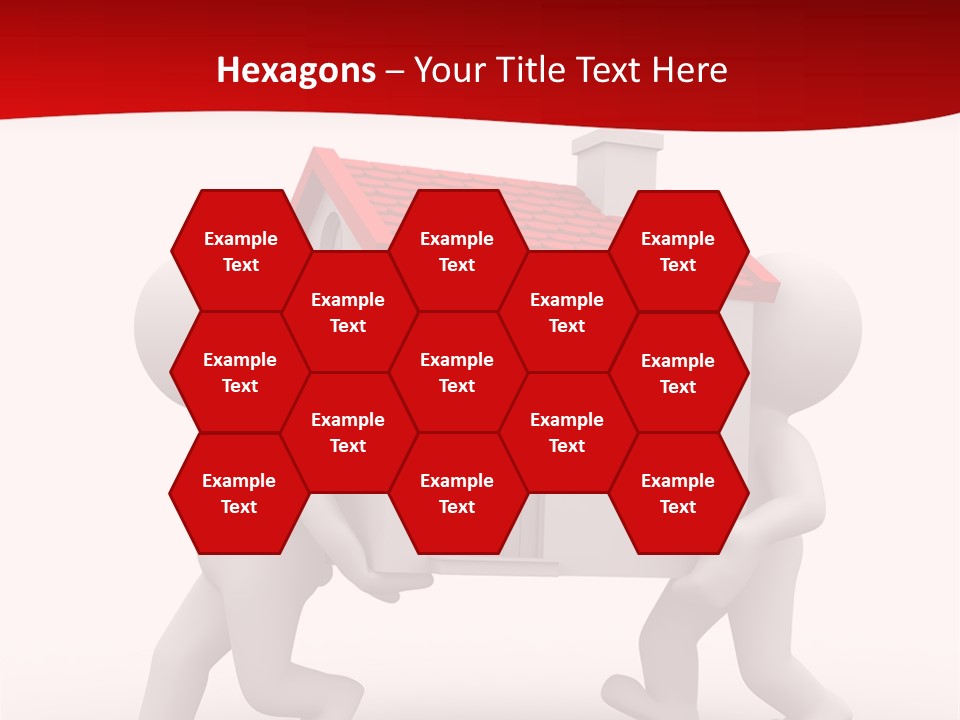 Two 3D Humans Carry A Home In Their Hands PowerPoint Template