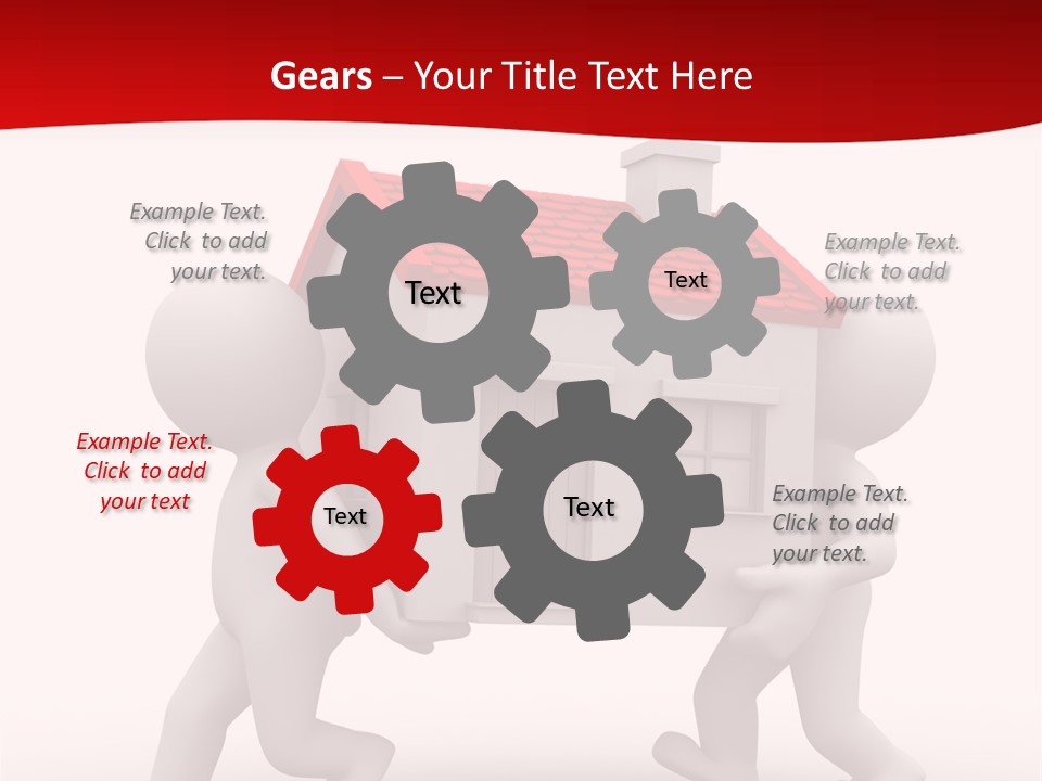 Two 3D Humans Carry A Home In Their Hands PowerPoint Template