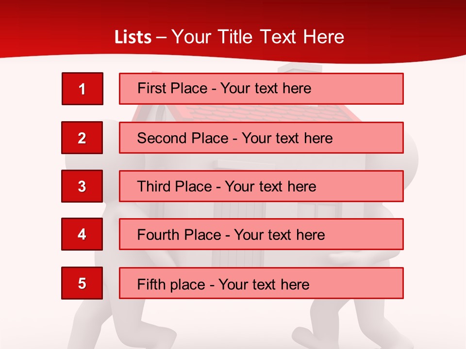 Two 3D Humans Carry A Home In Their Hands PowerPoint Template