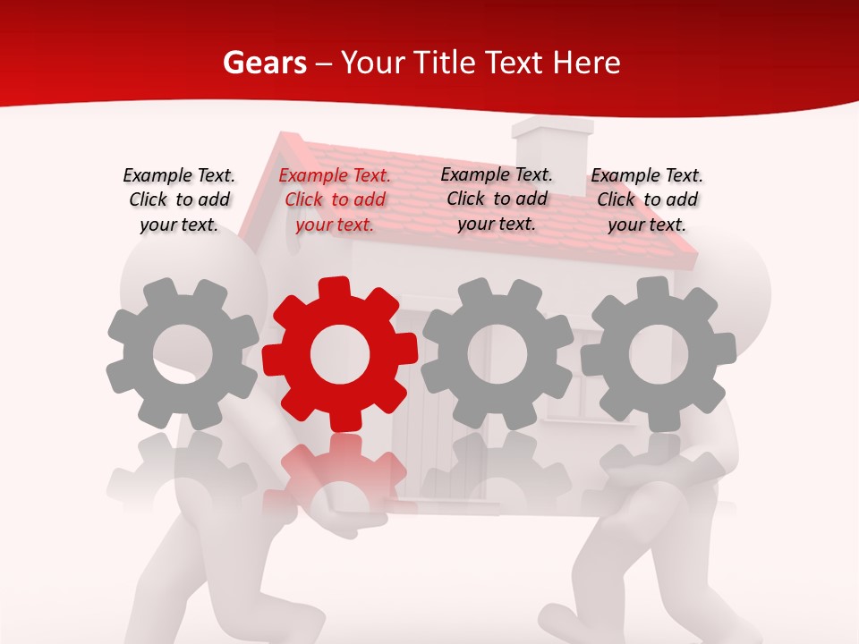 Two 3D Humans Carry A Home In Their Hands PowerPoint Template