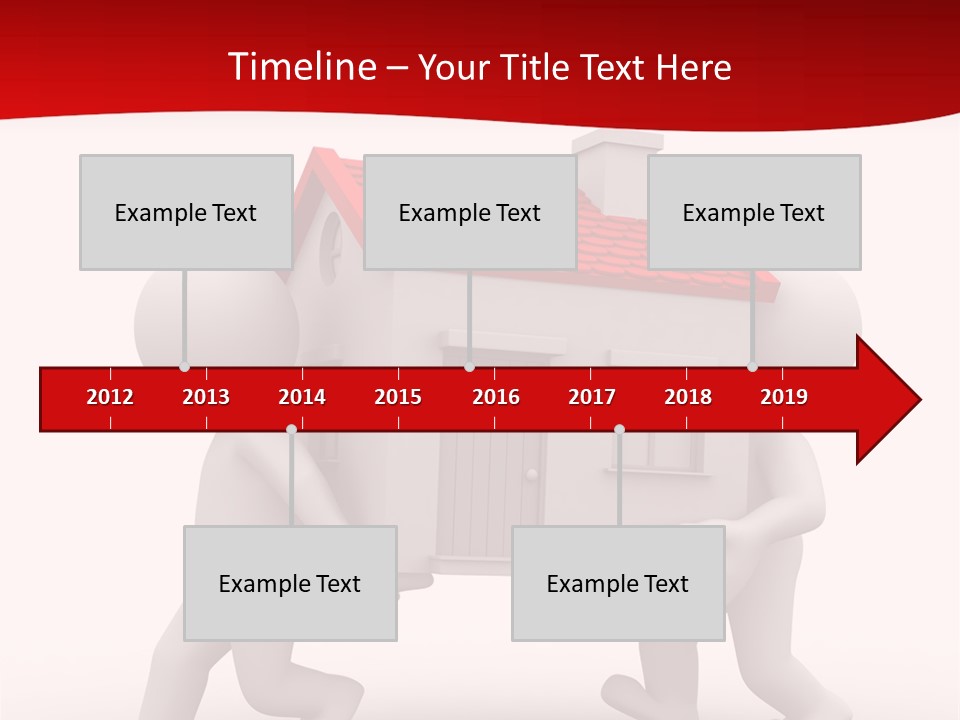 Two 3D Humans Carry A Home In Their Hands PowerPoint Template