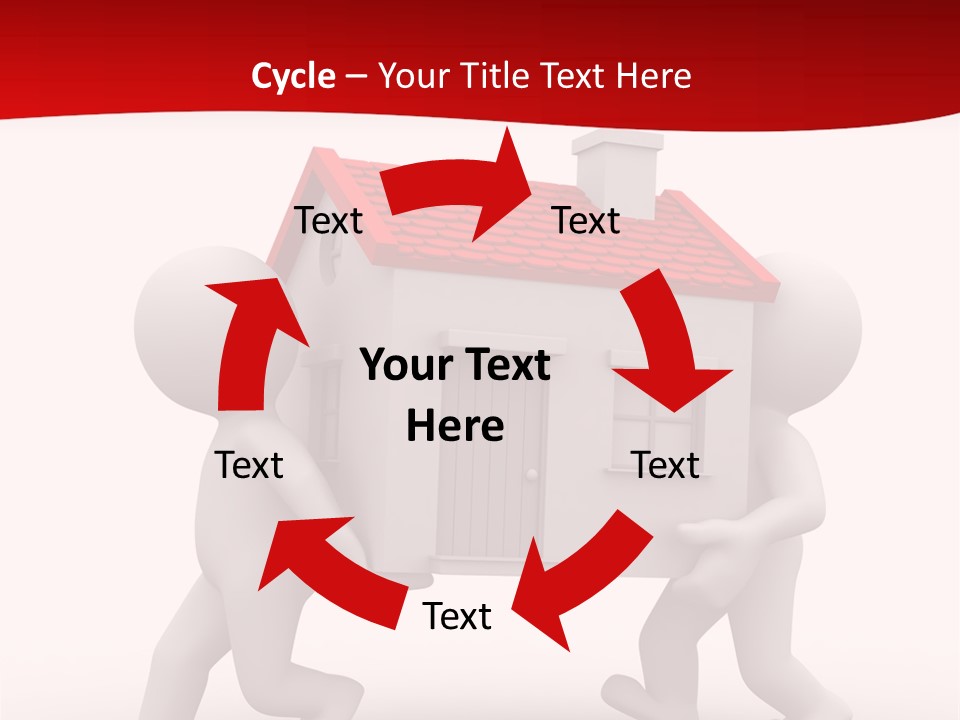 Two 3D Humans Carry A Home In Their Hands PowerPoint Template