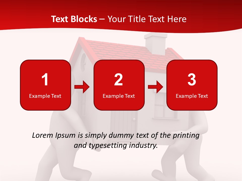 Two 3D Humans Carry A Home In Their Hands PowerPoint Template