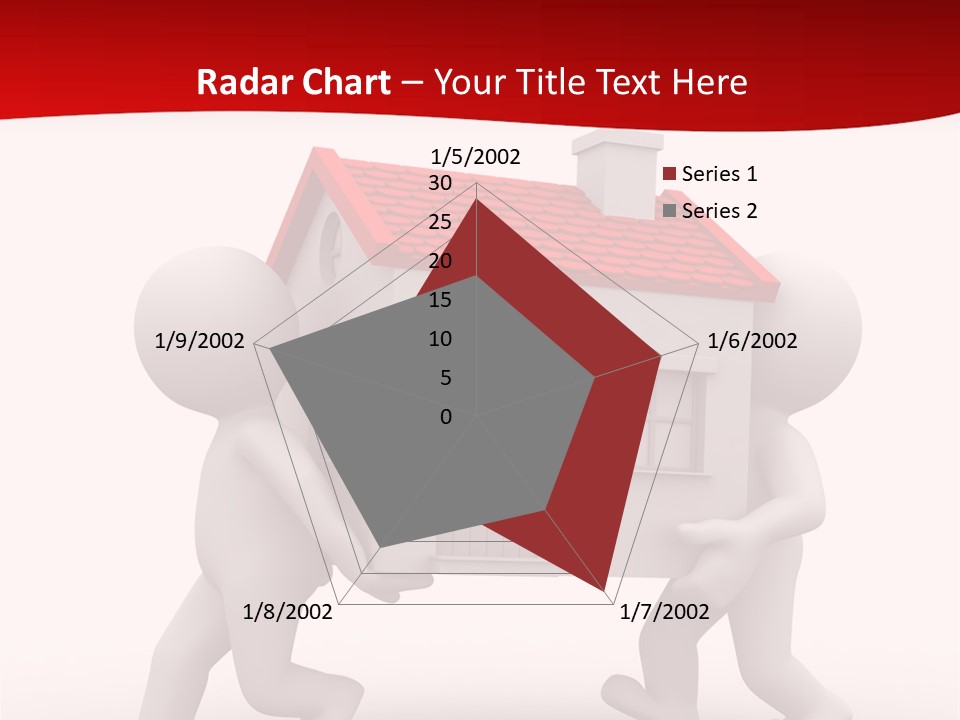 Two 3D Humans Carry A Home In Their Hands PowerPoint Template