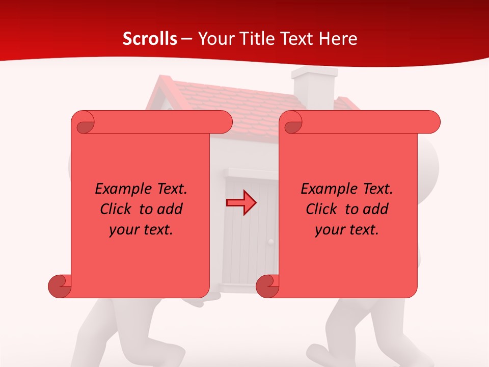 Two 3D Humans Carry A Home In Their Hands PowerPoint Template