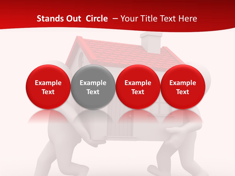 Two 3D Humans Carry A Home In Their Hands PowerPoint Template