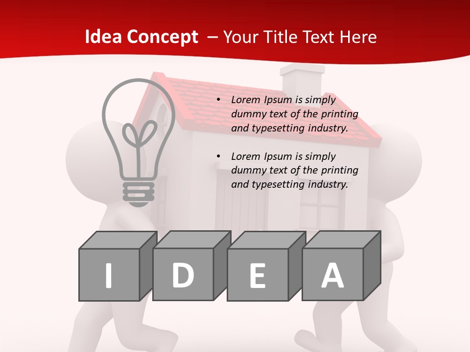 Two 3D Humans Carry A Home In Their Hands PowerPoint Template