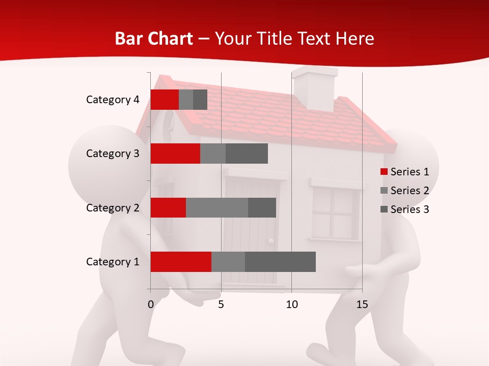 Two 3D Humans Carry A Home In Their Hands PowerPoint Template