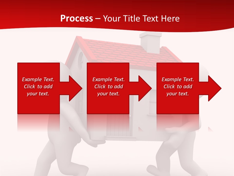 Two 3D Humans Carry A Home In Their Hands PowerPoint Template