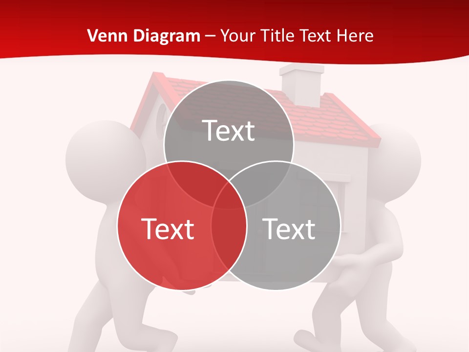 Two 3D Humans Carry A Home In Their Hands PowerPoint Template