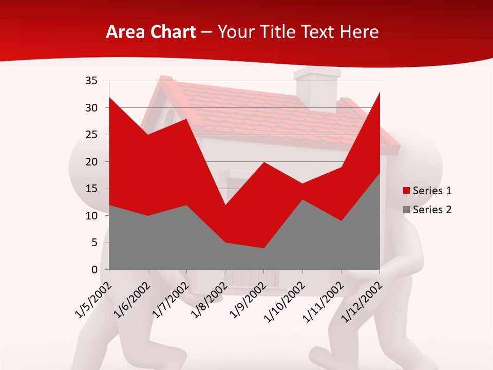 Two 3D Humans Carry A Home In Their Hands PowerPoint Template