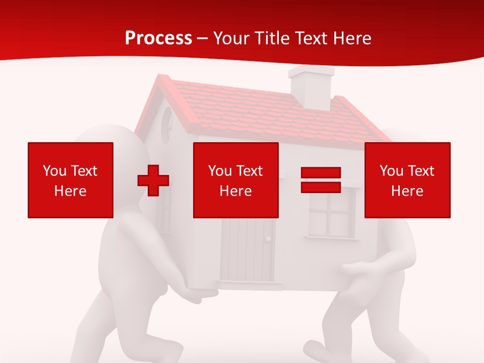 Two 3D Humans Carry A Home In Their Hands PowerPoint Template