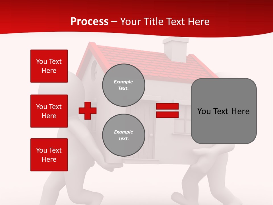 Two 3D Humans Carry A Home In Their Hands PowerPoint Template