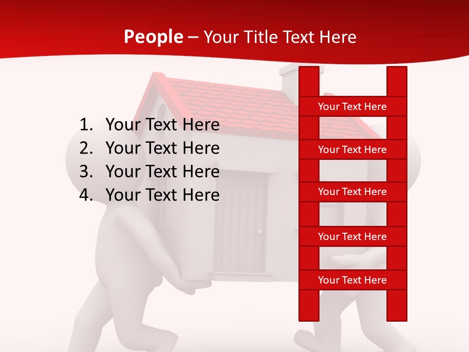 Two 3D Humans Carry A Home In Their Hands PowerPoint Template