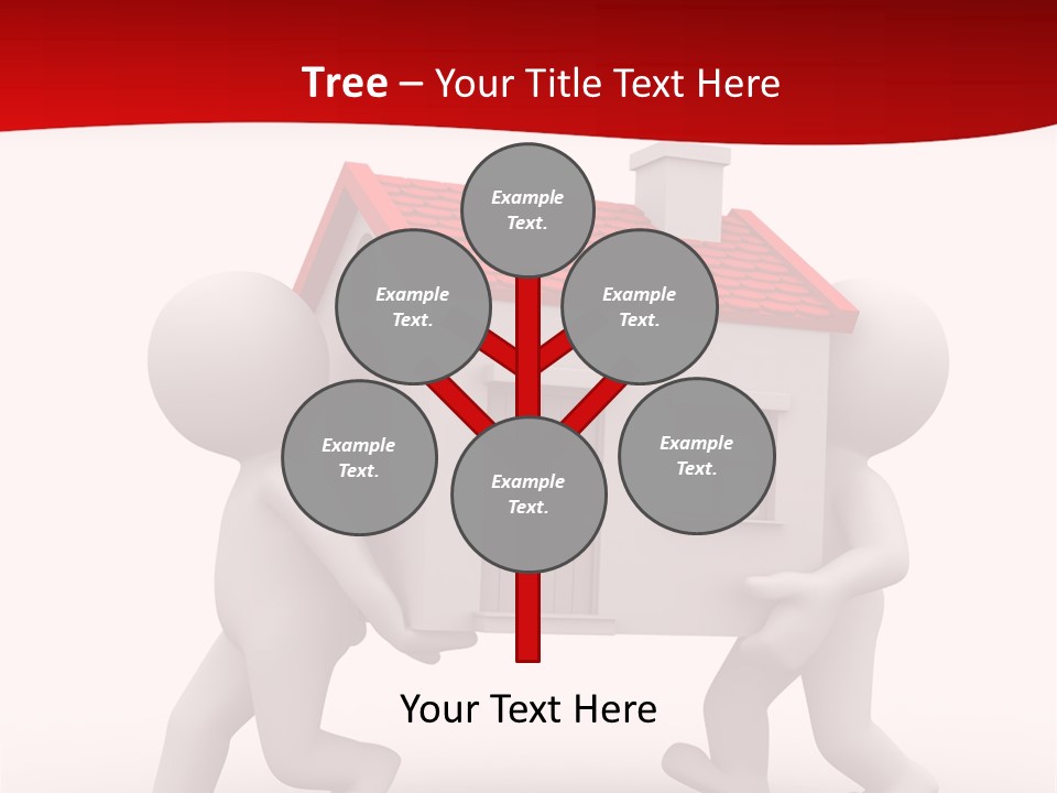 Two 3D Humans Carry A Home In Their Hands PowerPoint Template