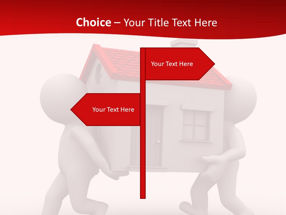 Two 3D Humans Carry A Home In Their Hands PowerPoint Template