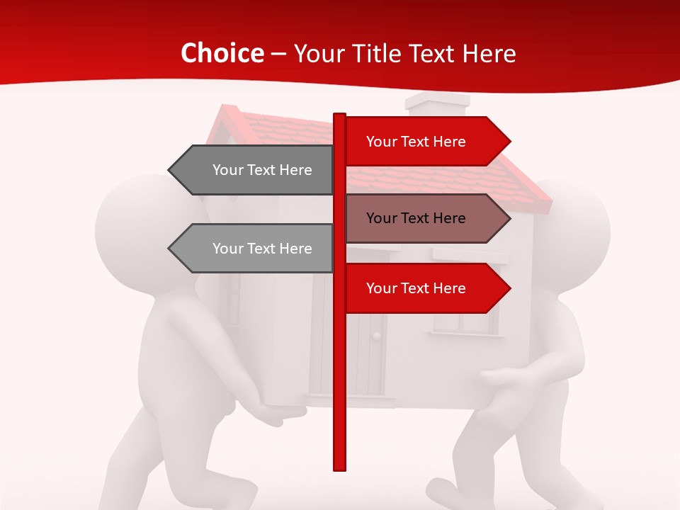 Two 3D Humans Carry A Home In Their Hands PowerPoint Template