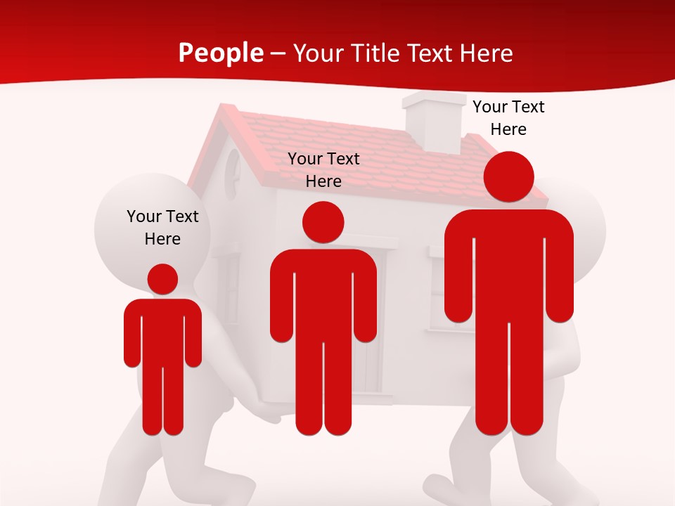 Two 3D Humans Carry A Home In Their Hands PowerPoint Template