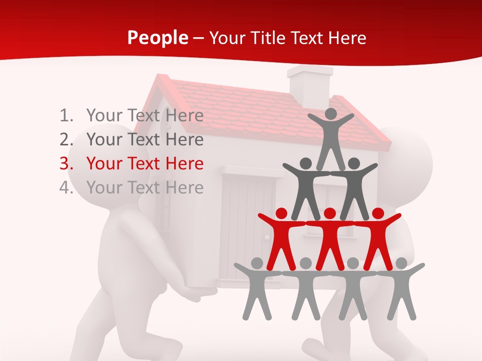 Two 3D Humans Carry A Home In Their Hands PowerPoint Template