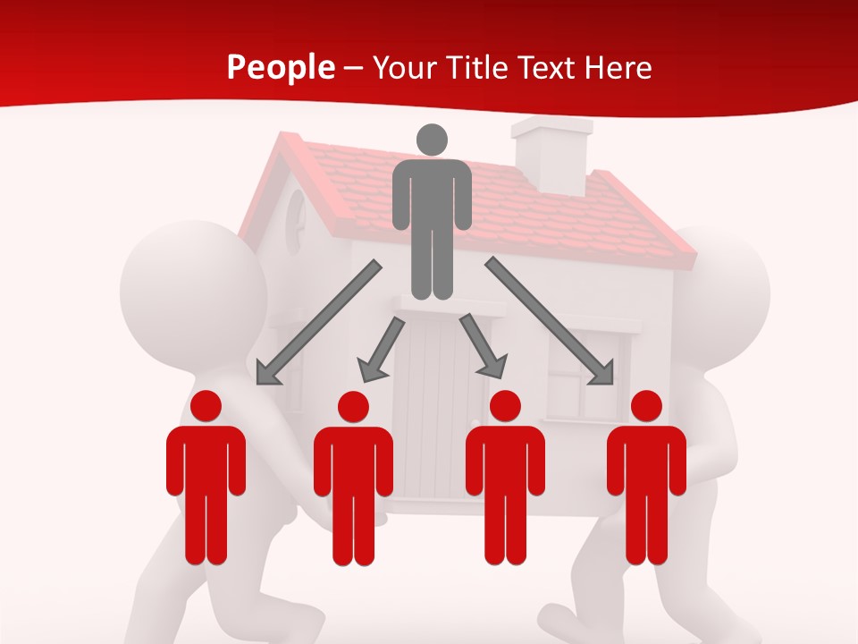 Two 3D Humans Carry A Home In Their Hands PowerPoint Template