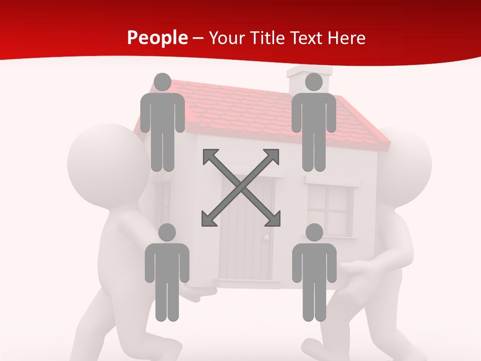 Two 3D Humans Carry A Home In Their Hands PowerPoint Template