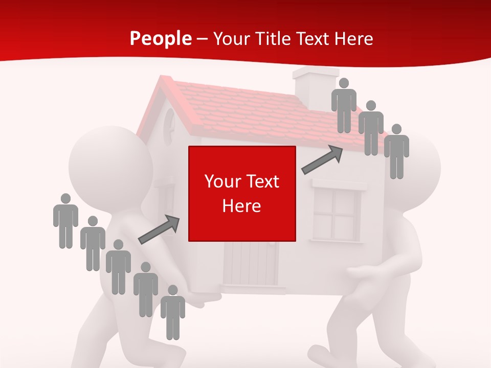 Two 3D Humans Carry A Home In Their Hands PowerPoint Template