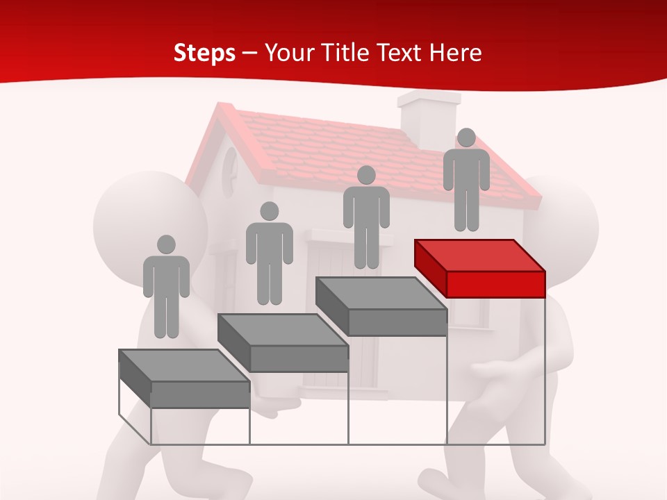 Two 3D Humans Carry A Home In Their Hands PowerPoint Template