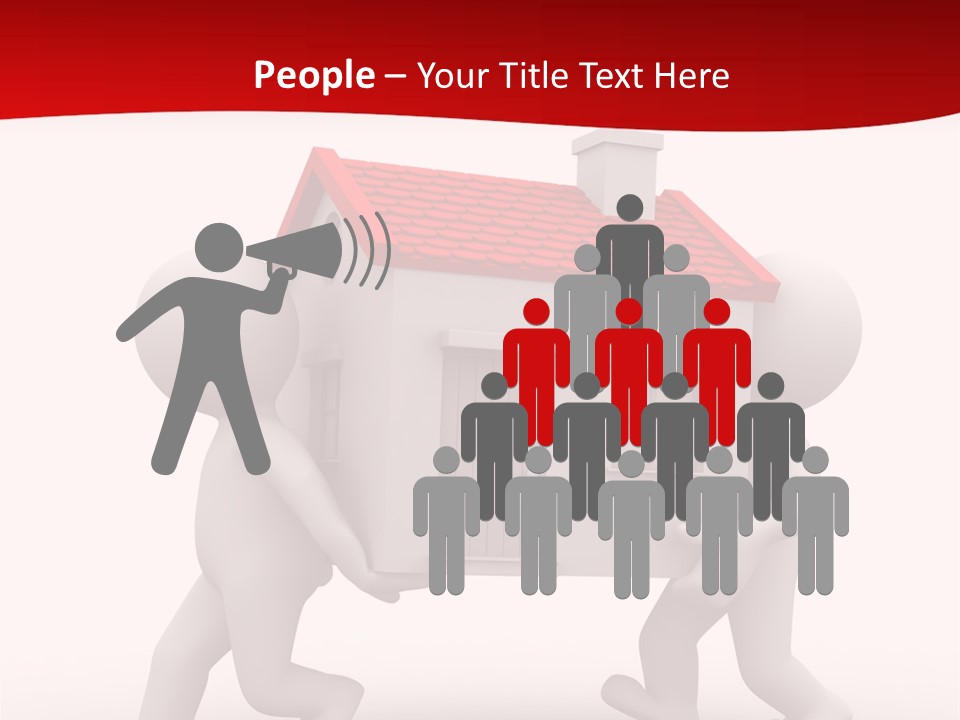 Two 3D Humans Carry A Home In Their Hands PowerPoint Template