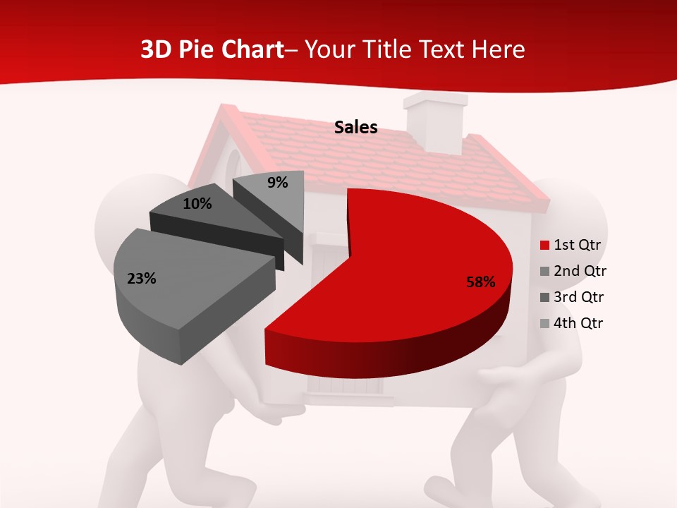 Two 3D Humans Carry A Home In Their Hands PowerPoint Template