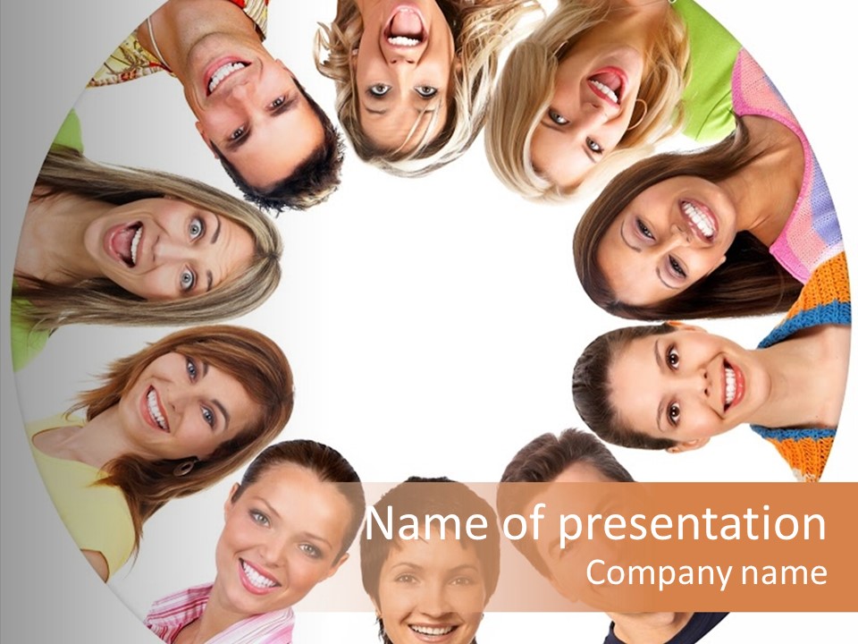 Happy Smiling People. Over White Background PowerPoint Template