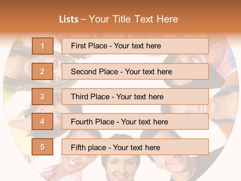 Happy Smiling People. Over White Background PowerPoint Template