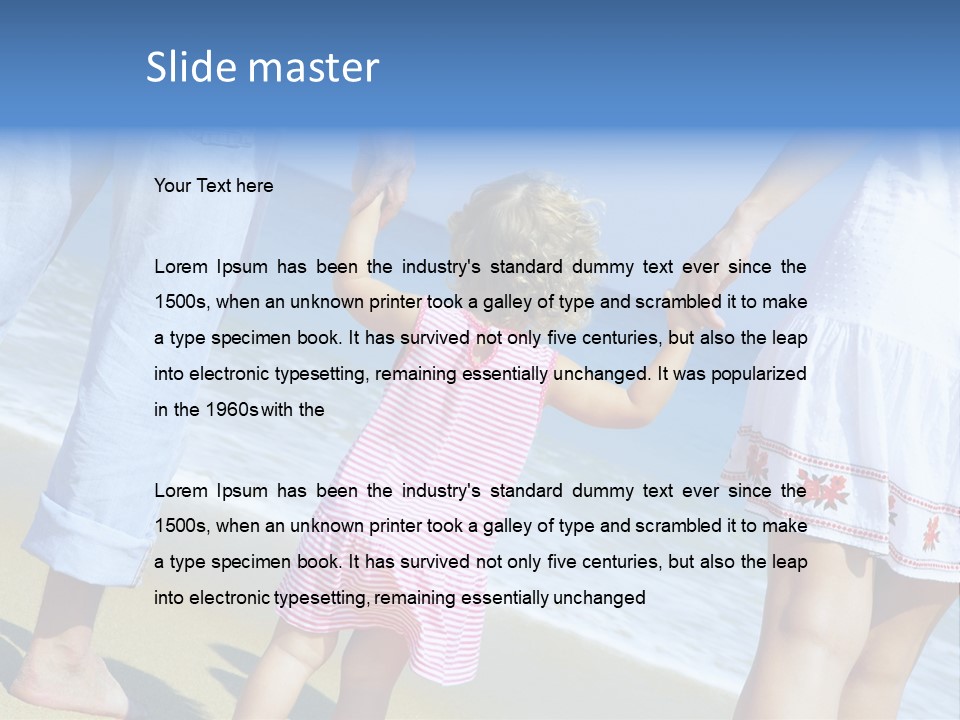 View Of Young Family Having Fun On The Beach PowerPoint Template