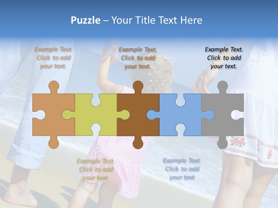 View Of Young Family Having Fun On The Beach PowerPoint Template