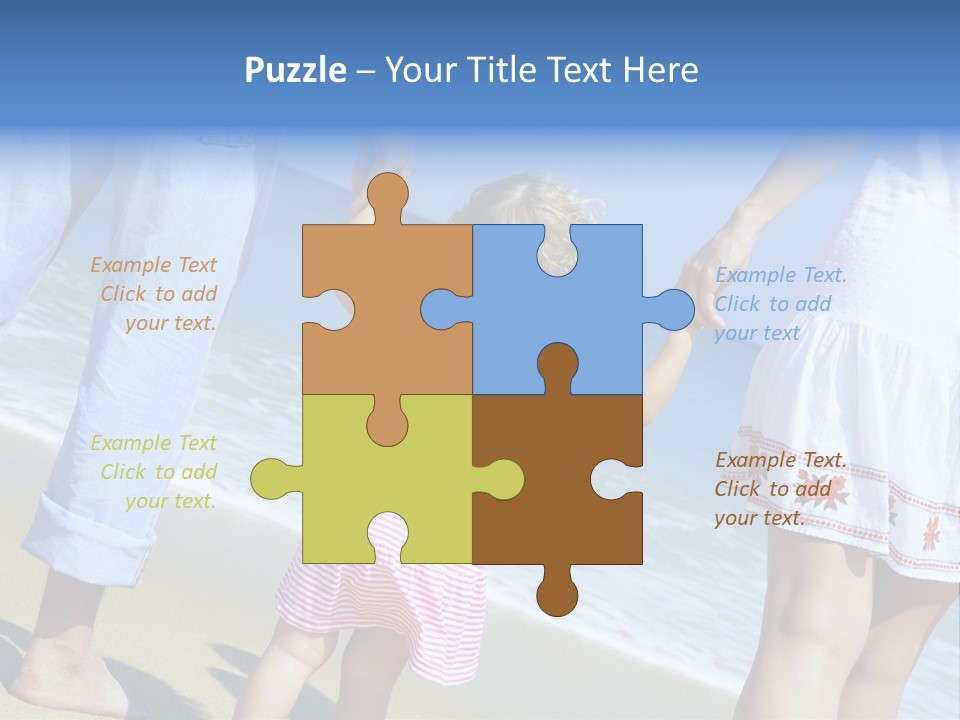 View Of Young Family Having Fun On The Beach PowerPoint Template