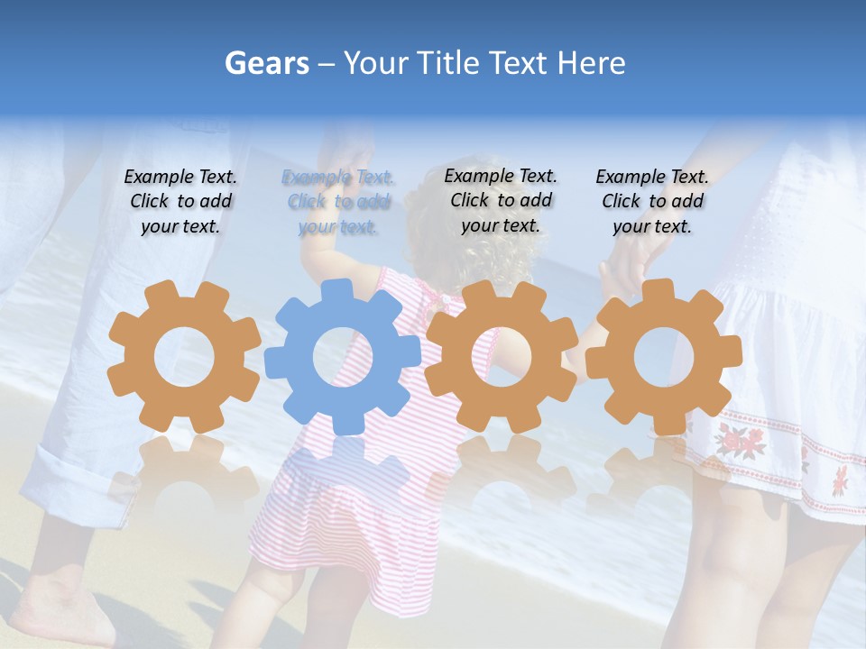 View Of Young Family Having Fun On The Beach PowerPoint Template