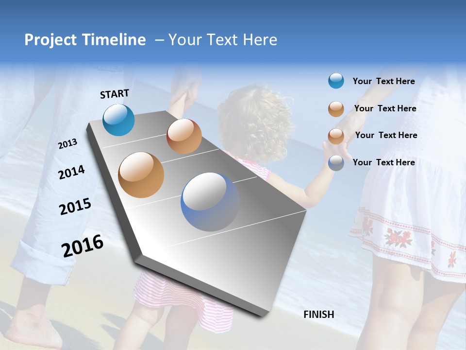 View Of Young Family Having Fun On The Beach PowerPoint Template