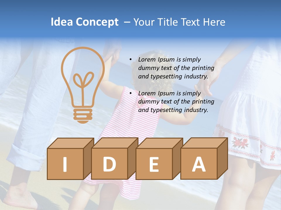 View Of Young Family Having Fun On The Beach PowerPoint Template