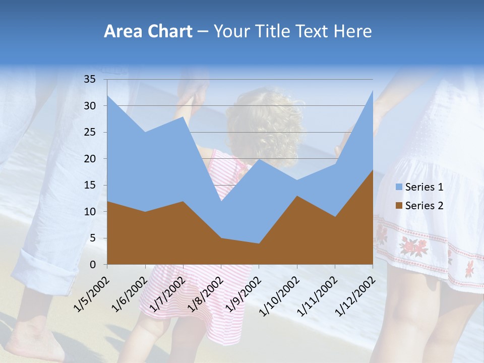 View Of Young Family Having Fun On The Beach PowerPoint Template