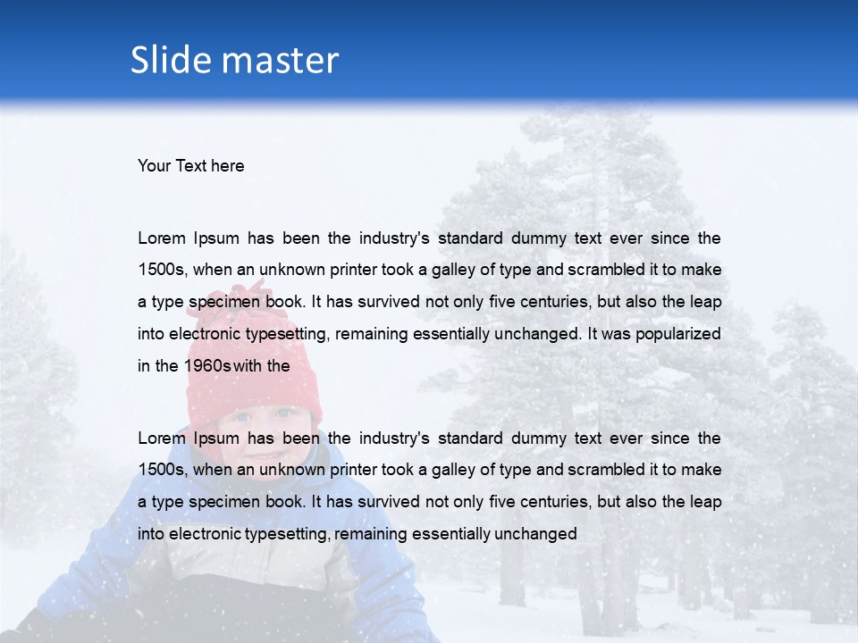 A Child Sledding Down A Hill In The Snow PowerPoint Template