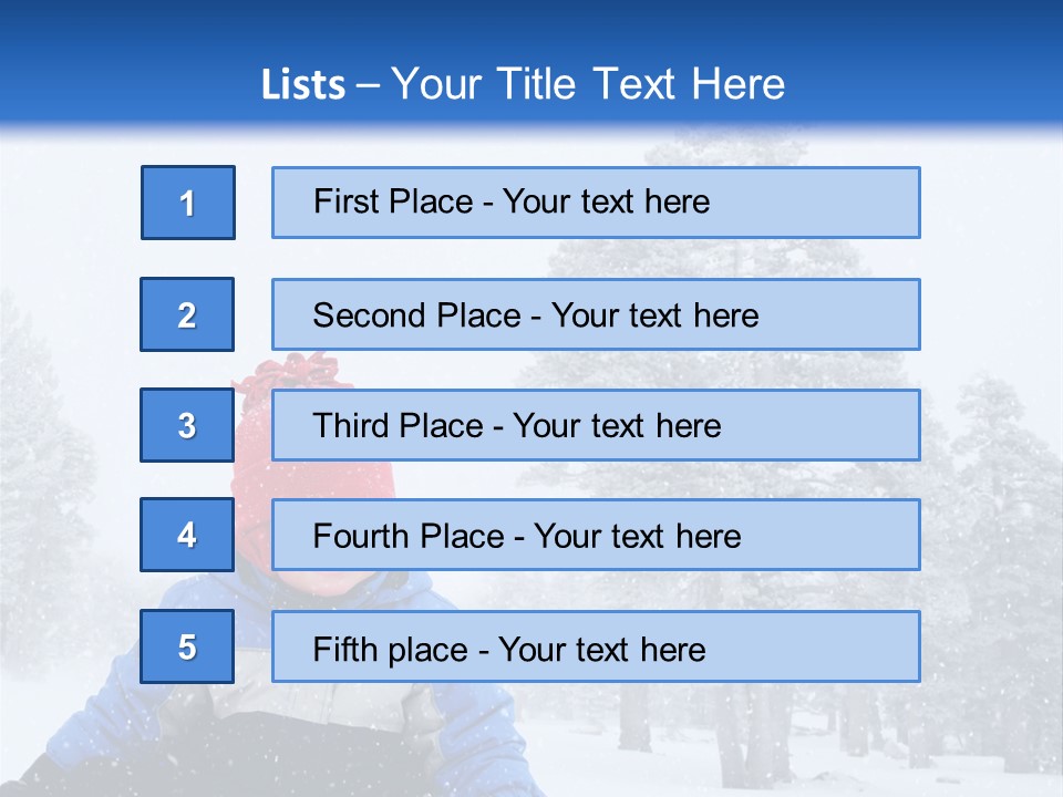 A Child Sledding Down A Hill In The Snow PowerPoint Template